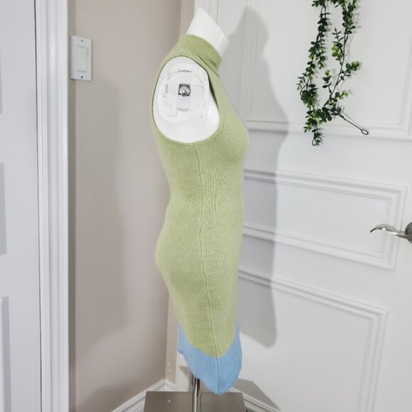 ROOM SERVICE- Mod 70's Style Retro Colorblock Sleeveless Mock Kneck Knit Dress - Picture 5 of 8